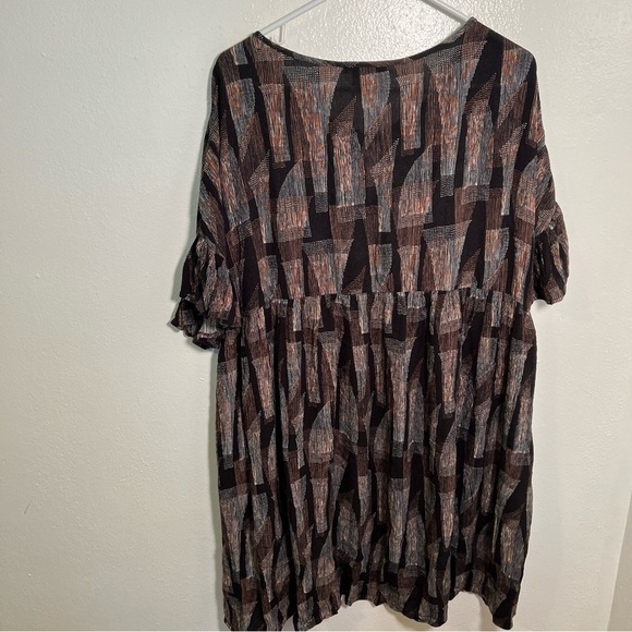 Good Luck Gem Fit & Flare Dress Black Brown Geometric - Picture 6 of 9